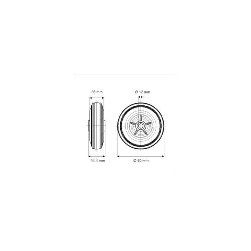 Lot De 4 Roues En Fer Avec Revêtement Caoutchouc – Diam 73 Mm, Alésage 8,5 Mm – Occasion