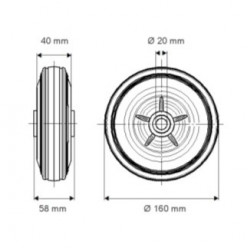 Roue caoutchouc noir alésage ø 20mm