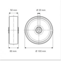 Roue fonte et polyuréthane alésage ø 20mm