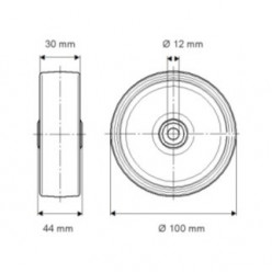 Roue polyamide et polyuréthane alésage ø 12mm