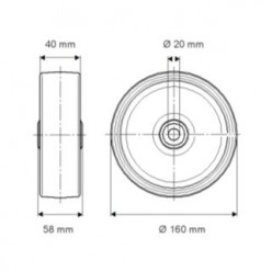 Roue polyamide et polyuréthane alésage ø 20mm