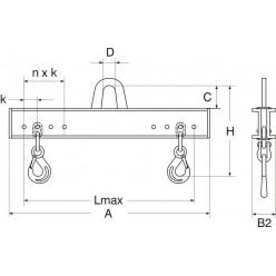 Palonnier de levage à 2 crochets réglables