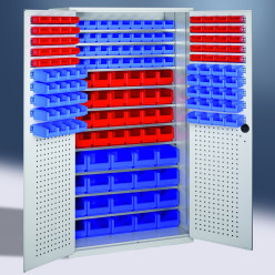 Armoire à bacs, portes battantes à panneaux perforés