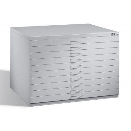Armoire De Classement 4 Tiroirs Verrouillables – Format A4, Dimensions 31,5x35x29,8 Cm – Aluminium Et MDF – Gris