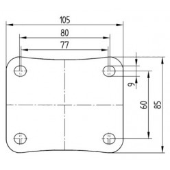 schéma roue pivotante bloc diamètre 80