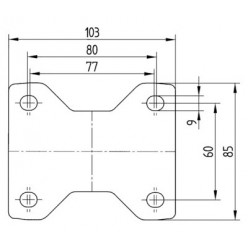 Croquis roulette fixe polyamide polyuréthane 80 mm