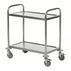 Chariot en inox 18/8 avec deux tablettes