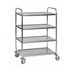 Chariot en inox 18/8 avec trois tablettes