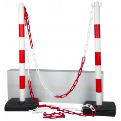 Kit 2 poteaux PVC de signalisation sur socle avec 5 m de chaîne