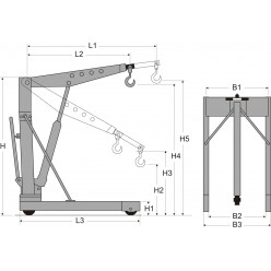 Schéma grue d'atelier avec pompe hydraulique à tige chromée