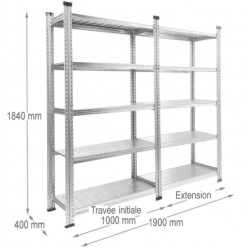 Rayonnage galvanisé profondeur 400 mm