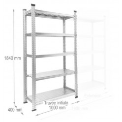 Rayonnage galvanisé profondeur 400 mm