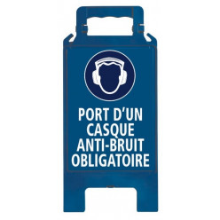 Chevalet de signalisation pliable bleu, marquage blanc