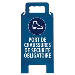 Chevalet de signalisation pliable bleu, marquage blanc